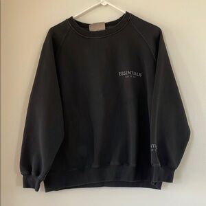 Essentials Black Crewneck Sweater with Ribbed Cuffs